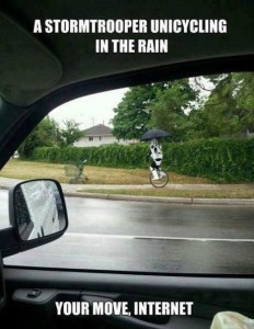 Stormtrooper on a unicycle